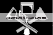 wpk软件能透视吗（wps怎么透视数据）