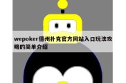 wepoker德州扑克官方网站入口玩法攻略的简单介绍